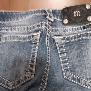 Miss Selfridge Blue Jeans with Distressed Vintage Look